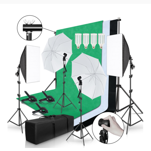 Photography Lighting And Backdrop Kits - Kit Fotografico Completo Gold Seller: Softbox